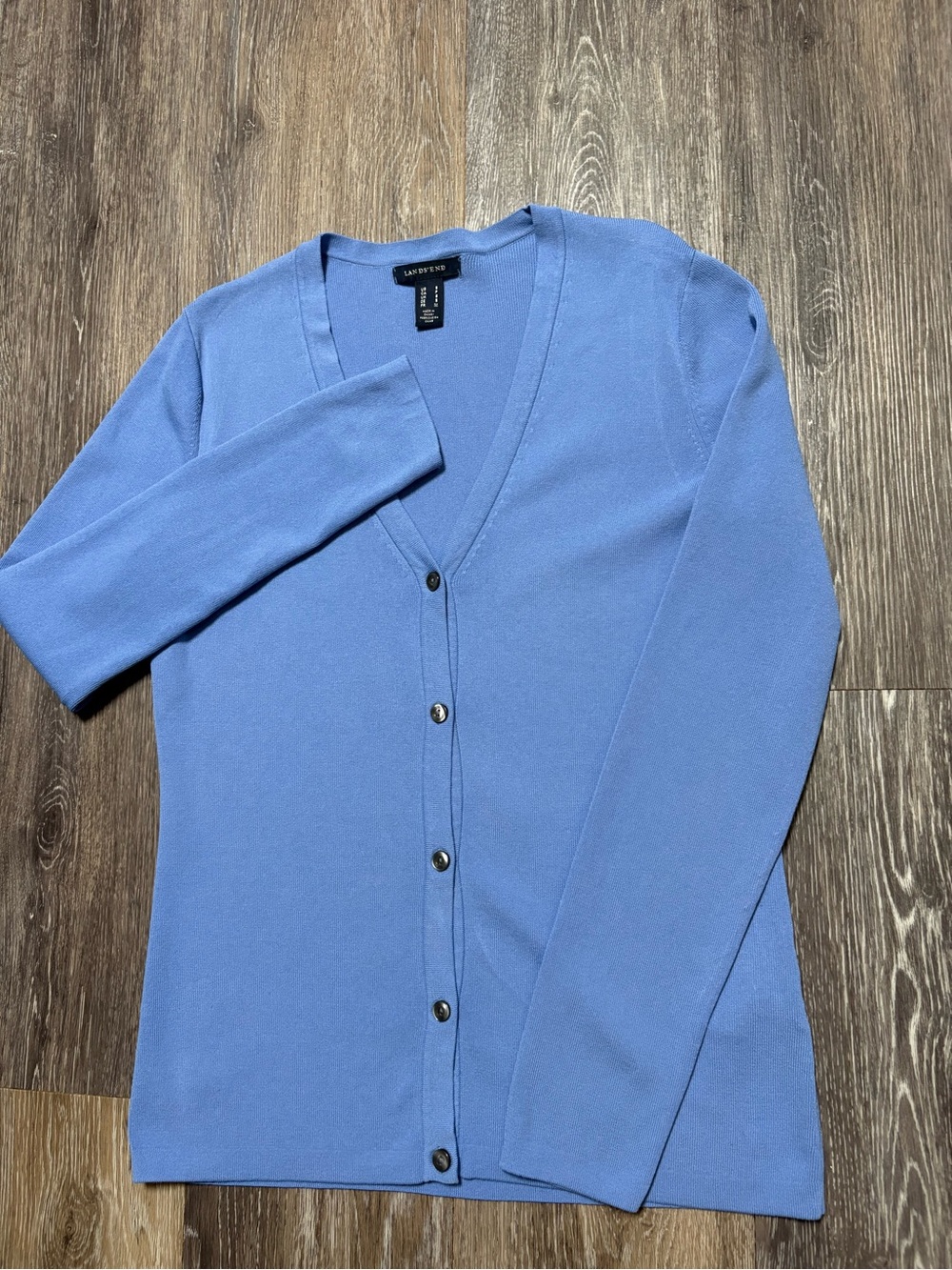 Lands' End Women'Small Viscose/Nylon Modal V-neck Cardigan Sweater Blue Small